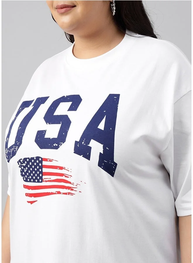 Juneberry Juneberry Pure Cotton Over-size  ROYALBLUE T-Shirt For Women